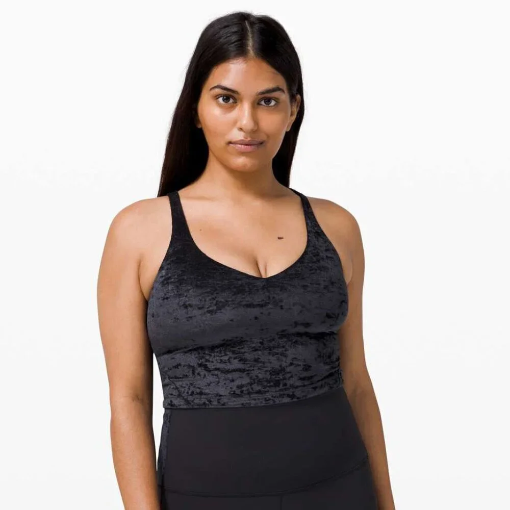 Lululemon Black Crushed Velvet Special Edition Align Cropped Tank Top 4